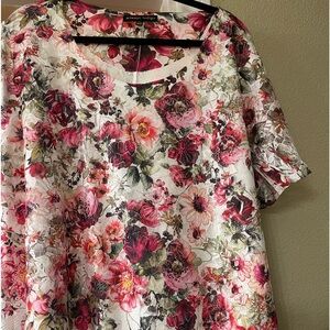 Always Indigo 3X white with red blouse